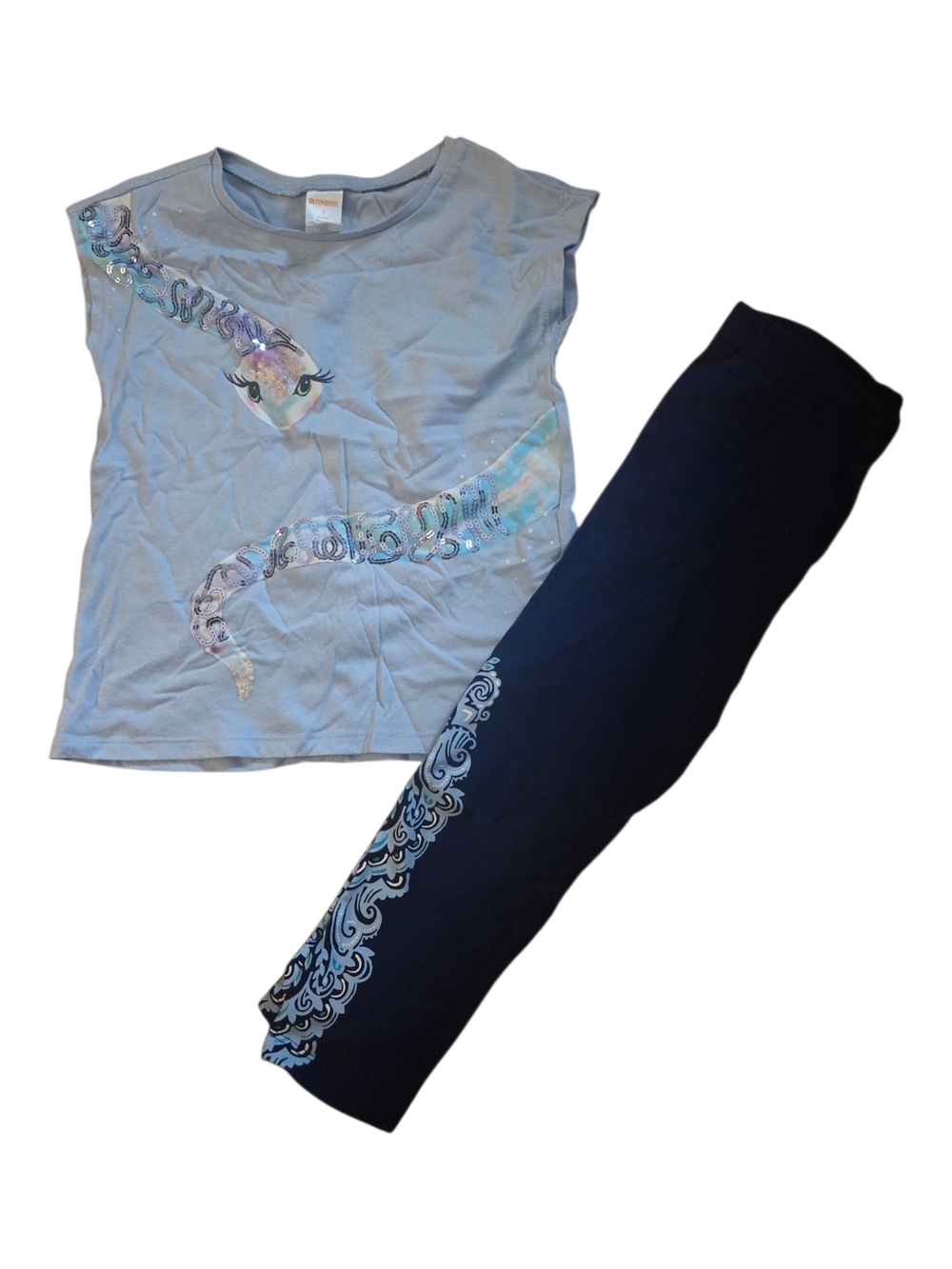 Gymboree Light Blue Top and Navy Capri Leggings Set
